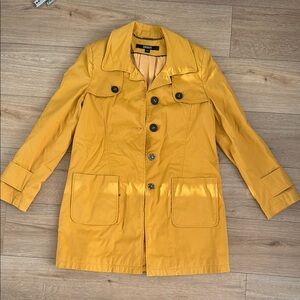 DKNY Yellow Mustard Trench Coat with Collar Detail